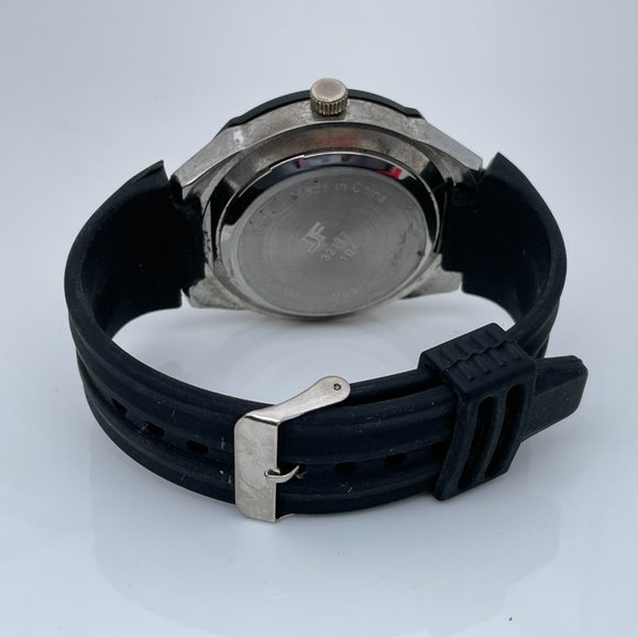 JF J Ferrar Men Watch Black Rubber Band Analog Wrist Watch - Picture 10 of 11